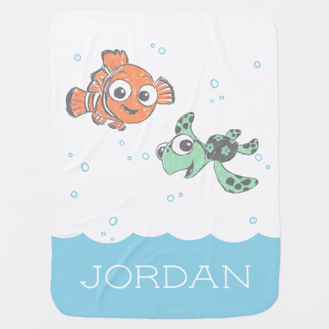 Finding Nemo & Squirt Baby Shower Baby Blanket (Front)