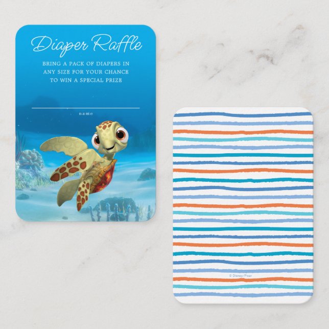 Finding Nemo Squirt Baby Shower Diaper Raffle Place Card (Front/Back)