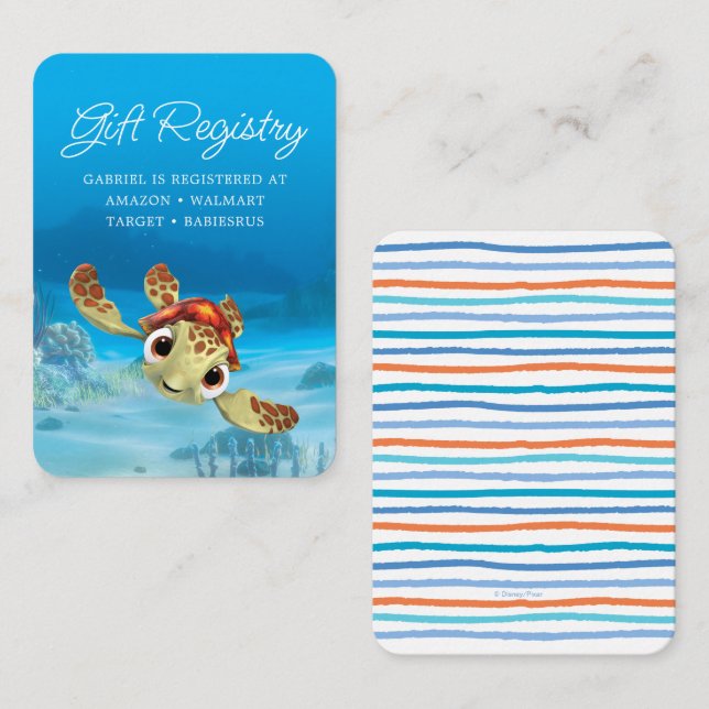 Finding Nemo Squirt Baby Shower Gift Registry Place Card (Front/Back)