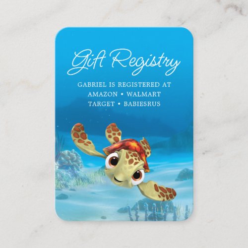 Finding Nemo Squirt Baby Shower Gift Registry Place Card