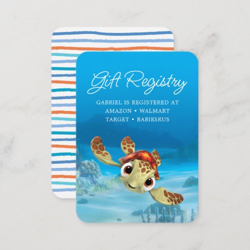 Finding Nemo Squirt Baby Shower Gift Registry Place Card