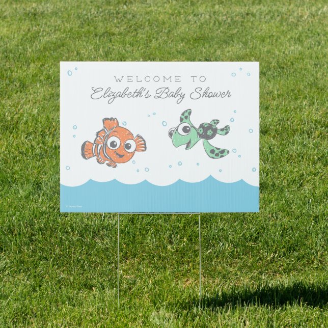 Finding Nemo & Squirt Baby Shower Sign (Insitu)
