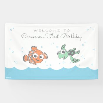 Finding Nemo & Squirt First Birthday Banner by FindingDory at Zazzle