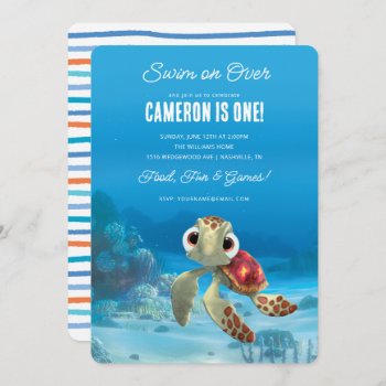 Finding Nemo Squirt First Birthday Invitation by FindingDory at Zazzle