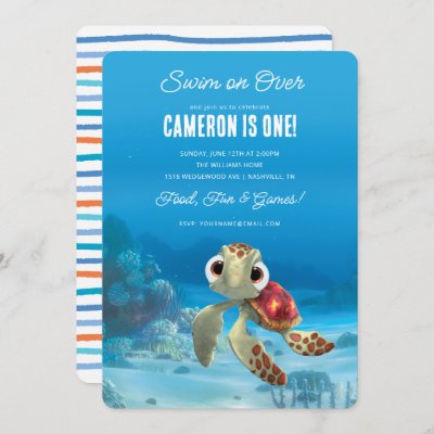 Finding Nemo Squirt First Birthday Invitation