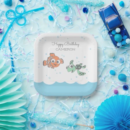 Finding Nemo & Squirt First Birthday Paper Plates