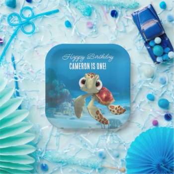 Finding Nemo Squirt First Birthday Paper Plates by FindingDory at Zazzle