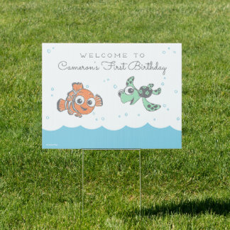 Finding Nemo & Squirt First Birthday Sign