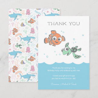 Finding Nemo & Squirt First Birthday Thank You Invitation