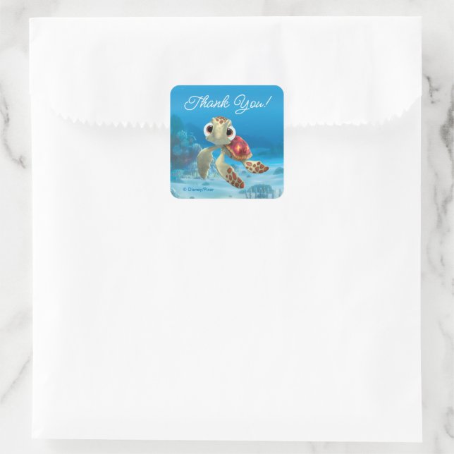 Finding Nemo Squirt Thank You Square Sticker (Bag)