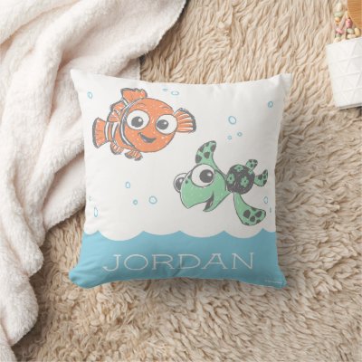 Finding Nemo &amp; Squirt Throw Pillow