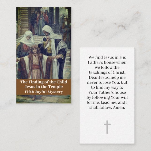 Finding of the Child Jesus Prayer Card (Front/Back)