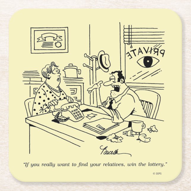 Finding Relatives Square Paper Coaster (Front)