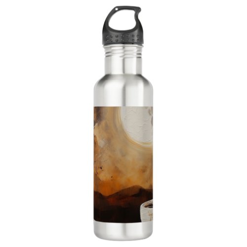 Finding winter tranquility with coffee and moon stainless steel water bottle