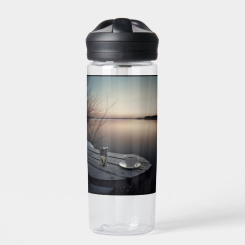 Finding winter tranquility with coffee and moon water bottle