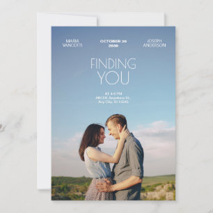 Finding you modern wedding movie film poster invitation
