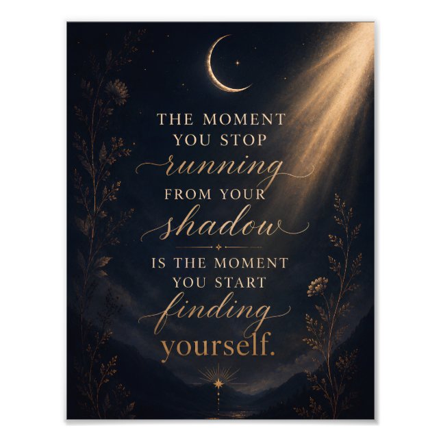 Finding Yourself Shadow Work Gold Moon Art Photo Print (Front)