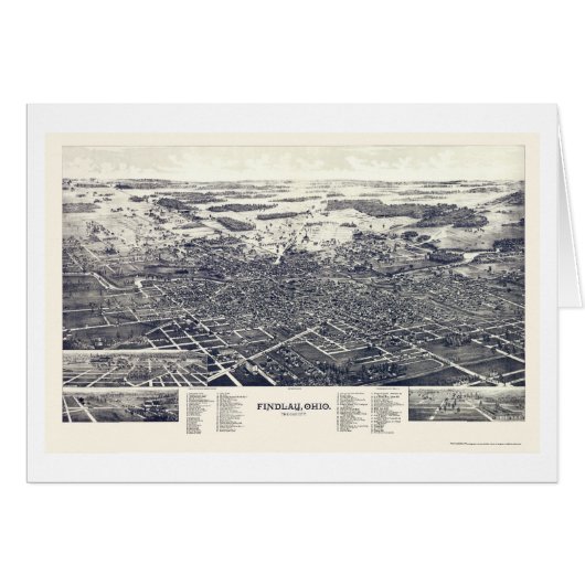 Findlay, OH Panoramic Map - 1889 Cards (Front Horizontal)