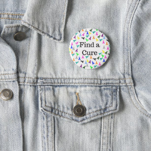 Fine A Cure Button, Cancer Ribbon Button