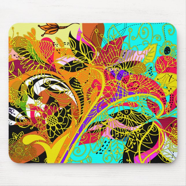 Fine Abstract Cool Cute Girly Retro Fashion Mouse Pad (Front)