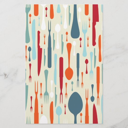Fine Abstract Kitchen Knives Forks Spoons (Front)