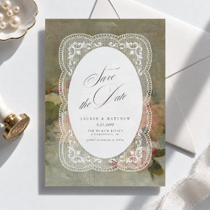 Fine Art Antique Roses and Lace Save the Date