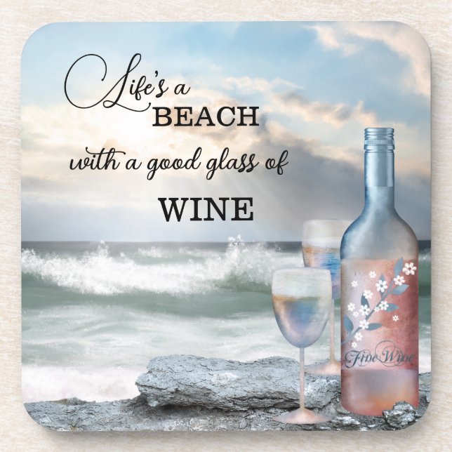 Fine Art Beach and Wine Coaster (Front)