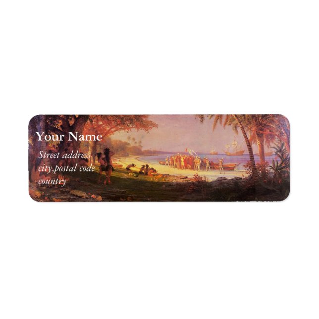 Fine art, Biestadt Albert, The Landing of Columbus Label (Front)