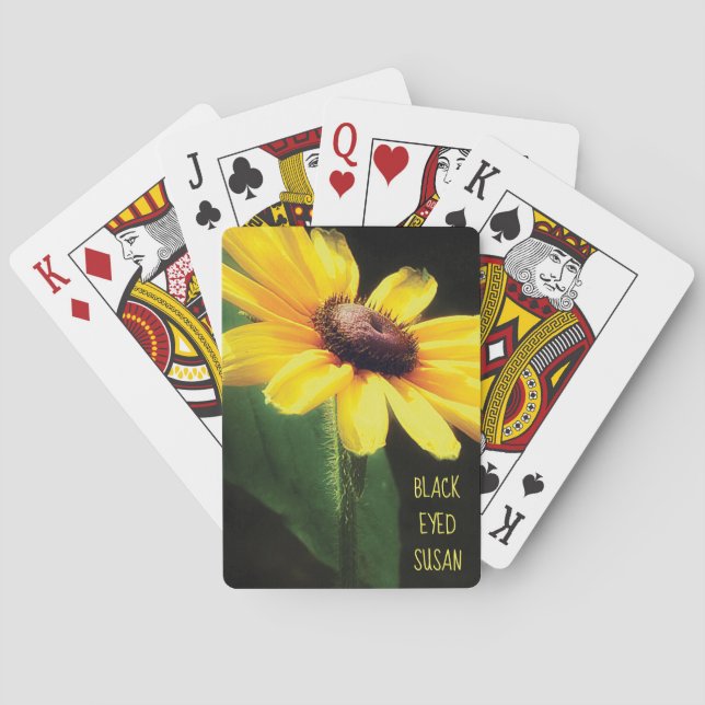 Fine Art Black Eyed Susan Yellow Photo Poker Cards (Back)