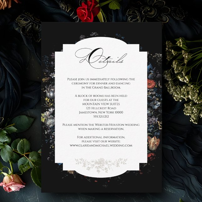 Fine Art Black Floral Calligraphy Enclosure Card (Creator Uploaded)