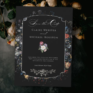 Fine Art Black Floral Calligraphy Save The Date