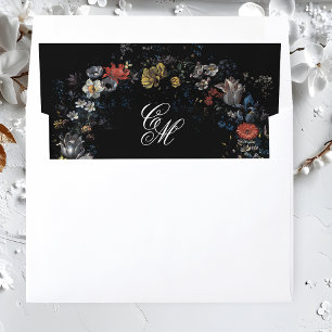 Fine Art Black Floral Envelope Liner