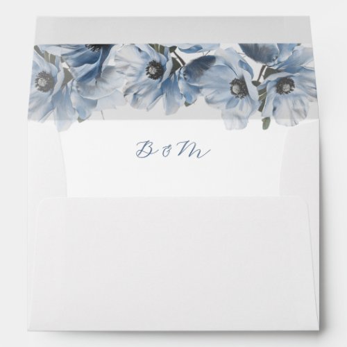 Fine Art Blue Flowers Wedding Envelope