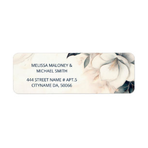 Fine Art Blue Ivory Flower Wedding Label