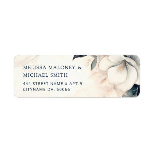 Fine Art Blue Ivory Flower Wedding Label