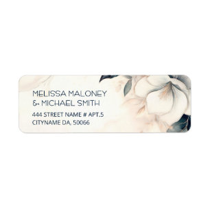 Fine Art Blue Ivory Flower Wedding Label