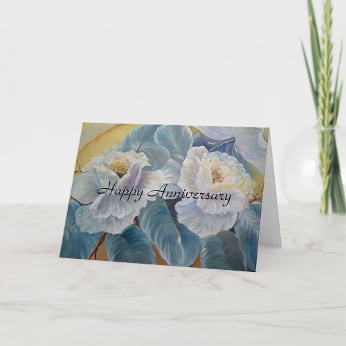 Fine art blue roses happy anniversary card