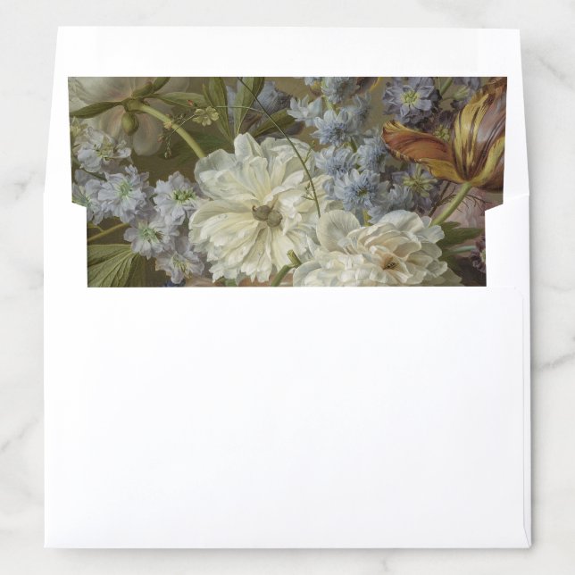 Fine Art Blush Blue Flowers Wedding Envelope Liner (In Envelope)