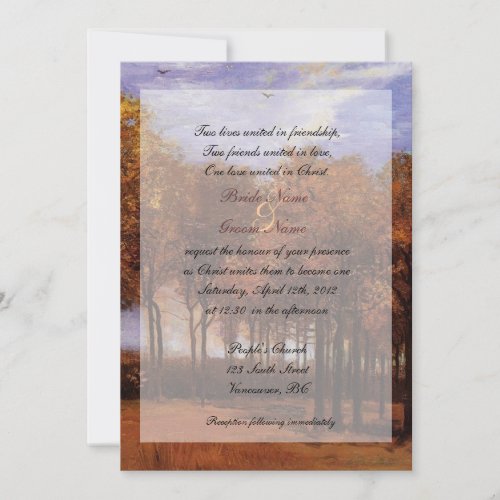 Fine art Christian fall wedding invitations