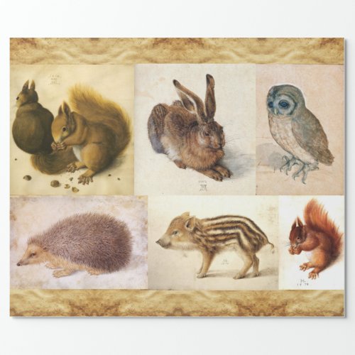 FINE ART COLLECTION   Animal Drawings Parchment Wrapping Paper