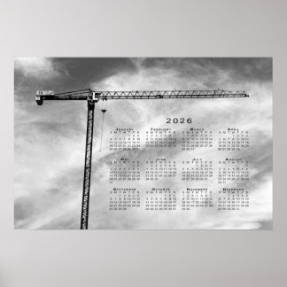 Fine Art Construction Crane Photo 2026 Calendar Poster
