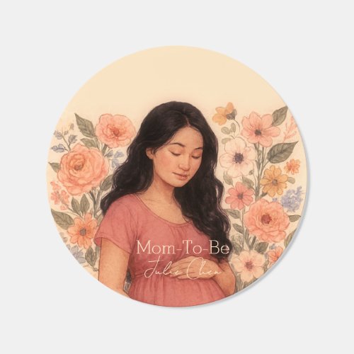 Fine Art Cozy Floral Asian Baby Shower   Classic Round Sticker