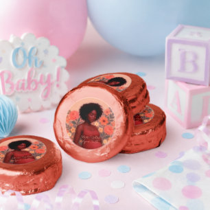 Fine Art Cozy Floral Black Baby Shower Dipped Oreo Cookie Favors