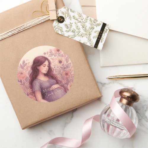 Fine Art Cozy Floral White Baby Shower Classic Round Sticker
