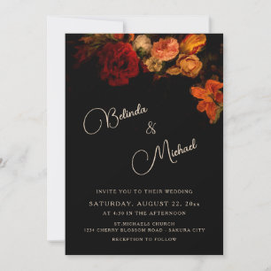 Fine Art Dark Floral Wedding Invitation