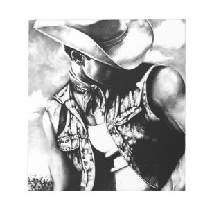 Fine art drawing handsome Cowboy Country Man Notepad