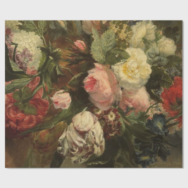 Fine Art Floral Decoupage Poster Wrapping Paper (Flat)