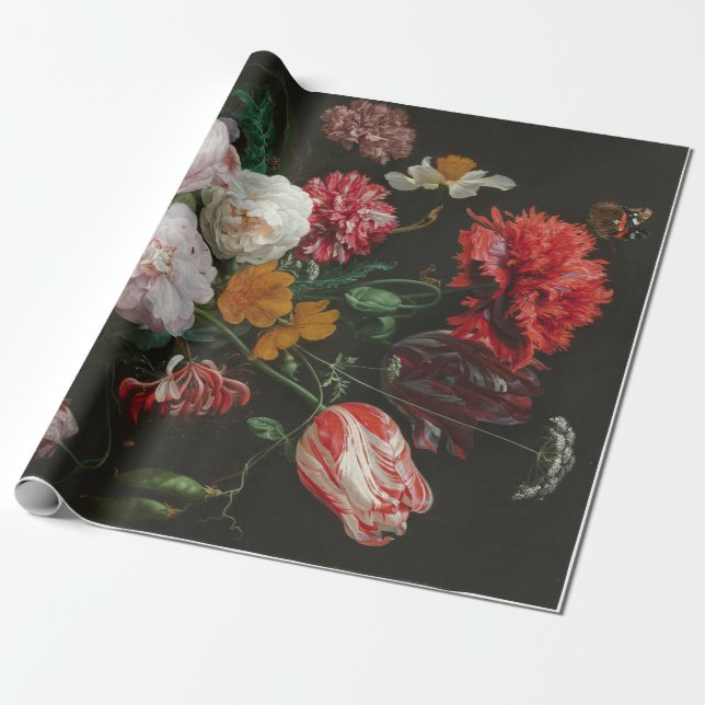 Fine Art Floral Decoupage Poster Wrapping Paper (Unrolled)