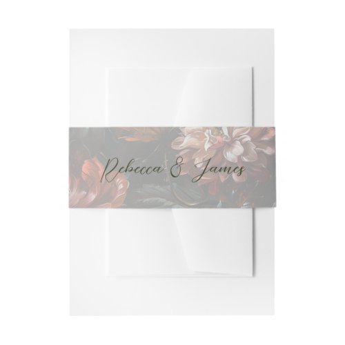 Fine Art Flower Painting Calligraphy Wedding Invitation Belly Band