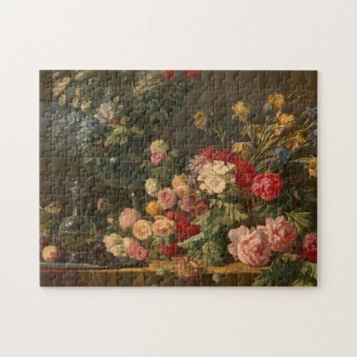 Fine Art  Flowers and Fruit Still Life Jigsaw Puzzle